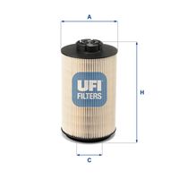 UFI 2603900 - Restricción de fabricante: 11<br>año construcción desde: 01/2009<br>Tipo de filtro: Cartucho filtrante<br>Rosca 1: 1-14 UNS<br>Rosca 2: 3 3/4-10 UNS<br>Altura [mm]: 130<br>Diámetro exterior [mm]: 108<br>