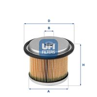 UFI 2667600 - Restricción de fabricante: DELPHI<br>año construcción hasta: 10/1996<br>Tipo de filtro: Cartucho filtrante<br>Altura [mm]: 61<br>Diámetro interior [mm]: 19<br>Diámetro exterior [mm]: 80<br>Diámetro exterior 2 [mm]: 19<br>