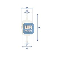 UFI 3101200 - Tipo de filtro: Primer filtro<br>Peso [kg]: 0,04<br>Altura [mm]: 116<br>Diámetro interior [mm]: 6<br>Diámetro exterior 1 [mm]: 47<br>Diámetro exterior 2 [mm]: 37<br>