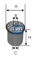 UFI 2438900 - Restricción de fabricante: PURFLUX<br>año construcción hasta: 10/1996<br>Tipo de filtro: Primer filtro<br>Peso [kg]: 0,12<br>Altura [mm]: 61<br>Diámetro interior [mm]: 11<br>Diámetro exterior 1 [mm]: 68<br>Diámetro exterior 2 [mm]: 80<br>