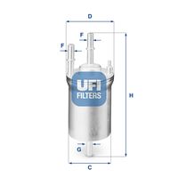 UFI 3183300 - presión apertura válvula de desviación [bar]: 4<br>Tipo de filtro: Filtro de tubería<br>Altura [mm]: 165<br>Diámetro exterior [mm]: 55<br>Diámetro 3 [mm]: 8<br>Diámetro 4 [mm]: 8<br>