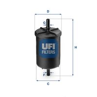 UFI 3194800 - año construcción hasta: 12/2012<br>Tipo de filtro: Cartucho filtrante<br>Ø entrada [mm]: 7,9<br>Ø salida [mm]: 7,9<br>Altura [mm]: 142<br>Diámetro exterior [mm]: 55<br>Diámetro exterior 1 [mm]: 62<br>