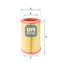 UFI 2736600 - Tipo de filtro: Cartucho filtrante<br>Altura [mm]: 257<br>Diámetro exterior [mm]: 149,5<br>Diám. int. 1 [mm]: 104,5<br>Diám. int. 2[mm]: 104,5<br>