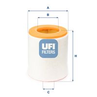 UFI 27A4800 - Tipo de filtro: Cartucho filtrante<br>Altura [mm]: 187<br>Diámetro exterior [mm]: 162<br>Diámetro interior [mm]: 90<br>Diámetro 3 [mm]: 31<br>