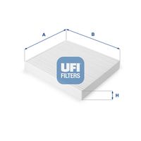 UFI 5309300 - Calefacción / Refrigeración: para vehículos con filtro de carbón activado<br>Tipo de filtro: con efecto bactericida<br>Longitud [mm]: 196<br>Ancho [mm]: 217<br>Altura [mm]: 25<br>Versión básica (art. n.º): 53.093.00<br>Versión con carbón activo (art. n.º): 54.271.00<br>