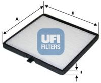 UFI 5312600 - Tipo de filtro: Filtro antipolen<br>Altura [mm]: 25<br>Ancho [mm]: 189<br>Longitud [mm]: 226<br>Material: Plástico<br>Calidad: GENUINE<br>