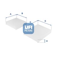 UFI 5314300 - Equipamiento de vehículo: para vehículos con climatizador automático<br>Tipo de filtro: con efecto bactericida<br>Longitud [mm]: 155<br>Ancho [mm]: 157<br>Altura [mm]: 31<br>Longitud 1 [mm]: 201<br>Versión básica (art. n.º): 53.143.00<br>Versión con carbón activo (art. n.º): 54.164.00<br>