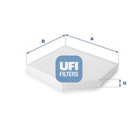 UFI 5315300 - Calefacción / Refrigeración: para vehículos con filtro de carbón activado<br>Tipo de filtro: con efecto bactericida<br>Longitud [mm]: 279<br>Ancho [mm]: 241<br>Altura [mm]: 35<br>Versión básica (art. n.º): 53.153.00<br>Versión con carbón activo (art. n.º): 54.168.00<br>