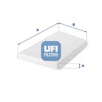 UFI 5309400 - año construcción desde: 05/2005<br>Tipo de filtro: Cartucho filtrante<br>Longitud [mm]: 332<br>Ancho [mm]: 187<br>Altura [mm]: 25<br>