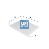 UFI 5312400 - Vehículo con dirección a la izquierda / derecha: para vehic. dirección izquierda<br>Equipamiento de vehículo: para vehículos con climatizador<br>año construcción desde: 02/2008<br>Tipo de filtro: con efecto bactericida<br>Longitud [mm]: 199<br>Ancho [mm]: 178<br>Altura [mm]: 30<br>Versión básica (art. n.º): 53.157.00<br>