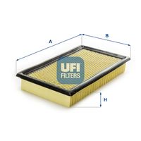 UFI 3078600 - Tipo de filtro: Cartucho filtrante<br>Altura [mm]: 43<br>Longitud [mm]: 303<br>Ancho [mm]: 168<br>