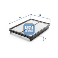 UFI 30A2000 - Tipo de filtro: Cartucho filtrante<br>Altura [mm]: 37<br>Longitud [mm]: 295<br>Ancho [mm]: 195<br>