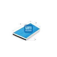 UFI 3413100 - Restricción de fabricante: THERMOTRONIC<br>Vehículo con dirección a la izquierda / derecha: para vehic. dirección izquierda<br>Equipamiento de vehículo: para vehículos con climatizador automático<br>año construcción desde: 05/2005<br>Tipo de filtro: con efecto bactericida<br>Longitud [mm]: 194<br>Ancho [mm]: 165<br>Altura [mm]: 40<br>Longitud 1 [mm]: 199<br>Ancho 1 [mm]: 194<br>