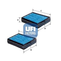 UFI 3413000 - Equipamiento de vehículo: para vehículos con climatizador automático<br>Equipamiento de vehículo: para vehículos con climatización automática de dos zonas<br>Tipo de filtro: Filtro antipolen<br>Peso [kg]: 0,28<br>Altura [mm]: 40<br>Diámetro interior [mm]: 184<br>Diámetro exterior 1 [mm]: 189<br>