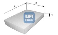 UFI 5300200 - Equipamiento de vehículo: para vehículos con climatizador<br>Tipo de filtro: Filtro antipolen<br>Peso [kg]: 0,13<br>Altura [mm]: 19<br>Diámetro interior [mm]: 214<br>Diámetro exterior 1 [mm]: 342<br>