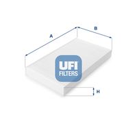 UFI 5302300 - Vehículo con dirección a la izquierda / derecha: para vehic. dirección izquierda<br>Tipo de filtro: Filtro antipolen<br>Peso [kg]: 0,18<br>Altura [mm]: 30<br>Diámetro interior [mm]: 160<br>Diámetro exterior 1 [mm]: 288<br>Diámetro exterior 2 [mm]: 288<br>