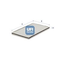 UFI 5300100 - Equipamiento de vehículo: para vehículos sin aire acondicionado<br>Tipo de filtro: Filtro antipolen<br>Peso [kg]: 0,28<br>Altura [mm]: 19<br>Diámetro interior [mm]: 195<br>Diámetro exterior 1 [mm]: 340<br>