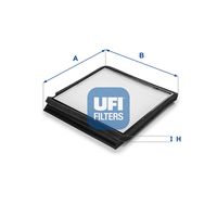 UFI 5302100 - Equipamiento de vehículo: para vehículos con climatizador<br>Calefacción / Refrigeración: para vehículos con filtro de carbón activado<br>Tipo de filtro: con efecto bactericida<br>Longitud [mm]: 217<br>Ancho [mm]: 210<br>Altura [mm]: 18<br>Versión básica (art. n.º): 53.021.00<br>Versión con carbón activo (art. n.º): 54.235.00<br>