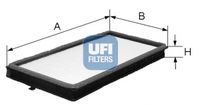 UFI 5304600 - Tipo de filtro: Filtro antipolen<br>Tipo de filtro: Filtro de partículas<br>Altura [mm]: 23<br>Ancho [mm]: 163<br>Longitud [mm]: 326<br>Material: Plástico<br>Calidad: GENUINE<br>