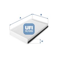 UFI 5311000 - Restricción de fabricante: THERMOTRONIC<br>Equipamiento de vehículo: para vehículos con climatizador automático<br>año construcción hasta: 08/2014<br>Tipo de filtro: con efecto bactericida<br>Longitud [mm]: 345<br>Ancho [mm]: 203<br>Altura [mm]: 33<br>Versión básica (art. n.º): 53.110.00<br>Versión con carbón activo (art. n.º): 54.145.00<br>