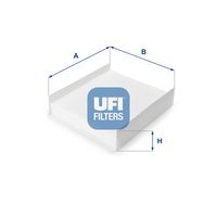 UFI 5315700 - Vehículo con dirección a la izquierda / derecha: para vehíc. dirección a la derecha<br>Equipamiento de vehículo: para vehículos con climatizador<br>año construcción desde: 02/2008<br>Tipo de filtro: Filtro de partículas<br>Longitud [mm]: 216<br>Ancho [mm]: 265<br>Altura [mm]: 21<br>Versión con carbón activo (art. n.º): 54.162.00<br>Versión de alta eficiencia con carbón activo (art. n.º): 34.162.00<br>