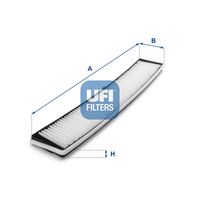 UFI 5315800 - Calefacción / Refrigeración: para vehículos con filtro de carbón activado<br>Tipo de filtro: con efecto bactericida<br>Longitud [mm]: 662<br>Ancho [mm]: 97<br>Altura [mm]: 21<br>Versión básica (art. n.º): 53.158.00<br>Versión con carbón activo (art. n.º): 54.121.00<br>