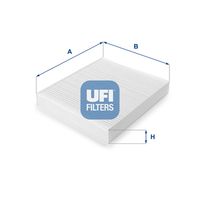 UFI 5310200 - Lado de montaje: habitáculo<br>Calefacción / Refrigeración: para vehículos con filtro de carbón activado<br>Tipo de filtro: con efecto bactericida<br>Longitud [mm]: 235<br>Ancho [mm]: 209<br>Altura [mm]: 34<br>Versión básica (art. n.º): 53.102.00<br>Versión con carbón activo (art. n.º): 54.136.00<br>