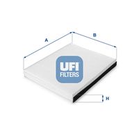 UFI 5318900 - Calefacción / Refrigeración: para vehículos con filtro de carbón activado<br>Tipo de filtro: con efecto bactericida<br>Longitud [mm]: 275<br>Ancho [mm]: 218<br>Altura [mm]: 36<br>Versión básica (art. n.º): 53.189.00<br>Versión con carbón activo (art. n.º): 54.148.00<br>