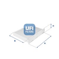 UFI 5314800 - Vehículo con dirección a la izquierda / derecha: para vehic. dirección izquierda<br>Equipamiento de vehículo: para vehículos con climatizador automático<br>Tipo de filtro: con efecto bactericida<br>Longitud [mm]: 288<br>Ancho [mm]: 215<br>Altura [mm]: 34<br>Versión básica (art. n.º): 53.148.00<br>Versión con carbón activo (art. n.º): 54.124.00<br>