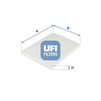 UFI 5325200 - Vehículo con dirección a la izquierda / derecha: para vehic. dirección izquierda<br>Equipamiento de vehículo: para vehículos con climatizador<br>Tipo de filtro: Filtro de partículas<br>Longitud [mm]: 290<br>Ancho [mm]: 160<br>Altura [mm]: 30<br>Versión con carbón activo (art. n.º): 54.107.00<br>