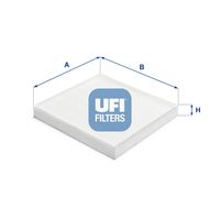 UFI 5338700 - Tipo de filtro: Filtro de partículas (HEPA)<br>Altura [mm]: 28<br>Longitud [mm]: 202<br>Ancho [mm]: 225<br>