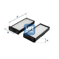 UFI 5333800 - Tipo de filtro: Filtro antipolen<br>Tipo de filtro: Filtro de partículas<br>Número de piezas necesarias: 2<br>Altura [mm]: 25<br>Ancho [mm]: 97<br>Longitud [mm]: 222<br>Material: Plástico<br>Calidad: GENUINE<br>