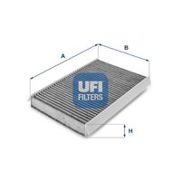 UFI 5411100 - Tipo de filtro: Filtro de partículas<br>Longitud [mm]: 285<br>Ancho [mm]: 176<br>Altura [mm]: 30<br>Versión con carbón activo (art. n.º): 54.111.00<br>Versión de alta eficiencia con carbón activo (art. n.º): 34.111.00<br>