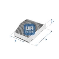 UFI 5412400 - para OE N°: 1K0819644B<br>Tipo de filtro: Filtro de partículas<br>Longitud [mm]: 287<br>Ancho [mm]: 215<br>Altura [mm]: 57<br>Versión con carbón activo (art. n.º): 54.124.00<br>Versión de alta eficiencia con carbón activo (art. n.º): 34.124.00<br>