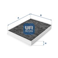 UFI 5414800 - Lado de montaje: habitáculo<br>Calefacción / Refrigeración: para vehículos con calefacción estándar<br>Tipo de filtro: Filtro de partículas<br>Longitud [mm]: 278<br>Ancho [mm]: 218<br>Altura [mm]: 34<br>Versión con carbón activo (art. n.º): 54.148.00<br>Versión de alta eficiencia con carbón activo (art. n.º): 34.148.00<br>