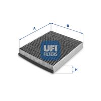 UFI 5421800 - año construcción desde: 09/2013<br>Tipo de filtro: Filtro de partículas<br>Longitud [mm]: 257<br>Ancho [mm]: 203<br>Altura [mm]: 36<br>Versión con carbón activo (art. n.º): 54.218.00<br>Versión de alta eficiencia con carbón activo (art. n.º): 34.218.00<br>