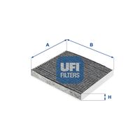 UFI 5427100 - Tipo de filtro: Filtro de partículas<br>Longitud [mm]: 197<br>Ancho [mm]: 215<br>Altura [mm]: 25<br>Versión con carbón activo (art. n.º): 54.271.00<br>Versión de alta eficiencia con carbón activo (art. n.º): 34.271.00<br>