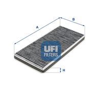 UFI 5428100 - Tipo de filtro: Filtro de partículas<br>Longitud [mm]: 377<br>Ancho [mm]: 165<br>Altura [mm]: 28<br>Versión con carbón activo (art. n.º): 54.281.00<br>