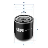 UFI 2313100 - Tipo de filtro: Filtro principal<br>Peso [kg]: 0,29<br>Altura [mm]: 78<br>Medida de rosca: 3/4-16<br>Diámetro exterior 1 [mm]: 76<br>Diámetro exterior 2 [mm]: 76<br>