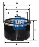 UFI 2311500 - Tipo de filtro: Filtro enroscable<br>Diámetro exterior [mm]: 90<br>Medida de rosca: M18x1.5<br>Diámetro de junta tórica de [mm]: 62<br>Diámetro de junta tórica hasta [mm]: 79<br>Altura [mm]: 90<br>