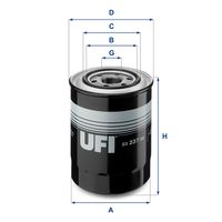 UFI 2323700 - Tipo de filtro: Filtro principal<br>Peso [kg]: 0,86<br>Altura [mm]: 127<br>Medida de rosca: M26X1.5<br>Diámetro exterior 1 [mm]: 102<br>