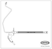 CORTECO 49429444 - Lado de montaje: Eje trasero<br>Lado de montaje: izquierda<br>Tipo de freno: Discos<br>Longitud [mm]: 360<br>Material: EPDM (Ethylen-Propylen-Dien-Caucho)<br>