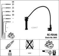 NGK 0641 - Cable de encendido: apantallado<br>Longitud 1 [mm]: 480<br>Longitud 2 [mm]: 430<br>Long. 3 [mm]: 350<br>Long. 4 [mm]: 210<br>Material: Silicona<br>Cantidad líneas: 4<br>