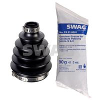 SWAG 33103318 - año construcción hasta: 09/2013<br>Tipo de articulación: Junta homocinética a bolas<br>Longitud [mm]: 100<br>Material: Termoplástico<br>Lado de montaje: lado de rueda<br>Lado de montaje: Eje delantero, izquierda<br>Lado de montaje: Eje delantero, derecha<br>Diám. int. 1 [mm]: 25<br>Peso [kg]: 0,151<br>Diám. int. 2[mm]: 73<br>