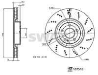 SWAG 33107309 - Espesor de disco de frenos [mm]: 24<br>Llanta, nº de taladros: 5<br>Cantidad de agujeros de fijación: 1<br>Espesor [mm]: 51<br>Diámetro exterior [mm]: 295<br>corona de agujeros - Ø [mm]: 112<br>Superficie: revestido<br>Tipo de disco de frenos: ventilación interna<br>Lado de montaje: Eje delantero<br>Espesor mínimo [mm]: 21,4<br>Diámetro de centrado [mm]: 67<br>Peso [kg]: 6,8<br>