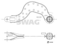 SWAG 33108207 - Lado de montaje: ambos lados<br>Lado de montaje: Eje trasero<br>Tipo de dirección: Brazo oscilante transversal<br>Tipo de envase: Caja<br>Artículo complementario / información complementaria 2: con apoyo de caucho<br>