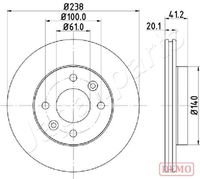 JAPANPARTS DI0708C - Lado de montaje: Eje delantero<br>año construcción desde: 01/1998<br>año construcción hasta: 09/1998<br>Espesor de disco de frenos [mm]: 17,7<br>Diámetro exterior [mm]: 238<br>Tipo de disco de frenos: ventilado<br>Altura [mm]: 41<br>Diámetro de centrado [mm]: 61<br>corona de agujeros - Ø [mm]: 100<br>Tipo de eje: Front<br>Nº de información técnica: 78BD6572-2<br>Homologación: E1 90R-02C0074/0411<br>Homologación: E1 90R-02C0452/0079<br>Homologación: E1190R02C01049/52490<br>Diámetro [mm]: 61<br>Espesor [mm]: 20<br>Espesor mínimo [mm]: 17,7<br>Diseño/cantidad de taladros: 4<br>Peso [kg]: 8060,000<br>