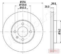 JAPANPARTS DI0935C - Lado de montaje: Eje delantero<br>Espesor de disco de frenos [mm]: 18<br>Diámetro exterior [mm]: 256<br>Tipo de disco de frenos: ventilado<br>Altura [mm]: 38,7<br>Diámetro de centrado [mm]: 65<br>corona de agujeros - Ø [mm]: 100<br>Tipo de eje: Front<br>Nº de información técnica: 78BD3790-2<br>Homologación: E1 90R-02C0074/0044<br>Homologación: E1 90R-02C0452/0026<br>Homologación: E1190R02C01049/52492<br>Diámetro [mm]: 65<br>Espesor [mm]: 20<br>Espesor mínimo [mm]: 18<br>Diseño/cantidad de taladros: 4<br>Peso [kg]: 8976,000<br>