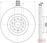 JAPANPARTS DI0907C - Número de PR: 1LJ<br>Número de PR: 1LP<br>Número de PR: 1ZD<br>Número de PR: 1ZT<br>Diámetro exterior [mm]: 312<br>Altura [mm]: 50<br>Tipo de disco de frenos: ventilado<br>Espesor de disco de frenos [mm]: 25<br>Espesor mínimo [mm]: 23<br>Número de orificios: 5<br>Superficie: barnizado<br>Lado de montaje: Eje delantero<br>Par apriete [Nm]: 120<br>