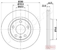 JAPANPARTS DI0911C - Número de PR: 1ZC<br>Número de PR: 1LE<br>Número de PR: 1LB<br>Diámetro exterior [mm]: 288<br>Altura [mm]: 46<br>Tipo de disco de frenos: ventilado<br>Espesor de disco de frenos [mm]: 25<br>Espesor mínimo [mm]: 23<br>Número de orificios: 9<br>Superficie: barnizado<br>Lado de montaje: Eje delantero<br>Par apriete [Nm]: 120<br>